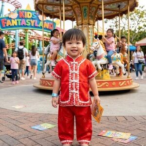 Girl Red Floral Toddler outfit set 12 -18 month Chinese Red Outfit Dress up CNY